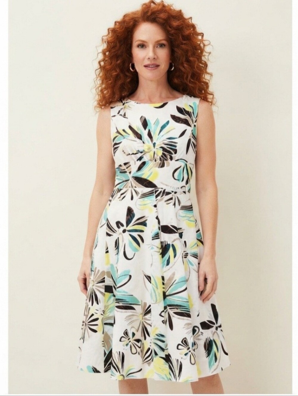 Dressbarn dress sundress fit flare 6 floral tropical party summer